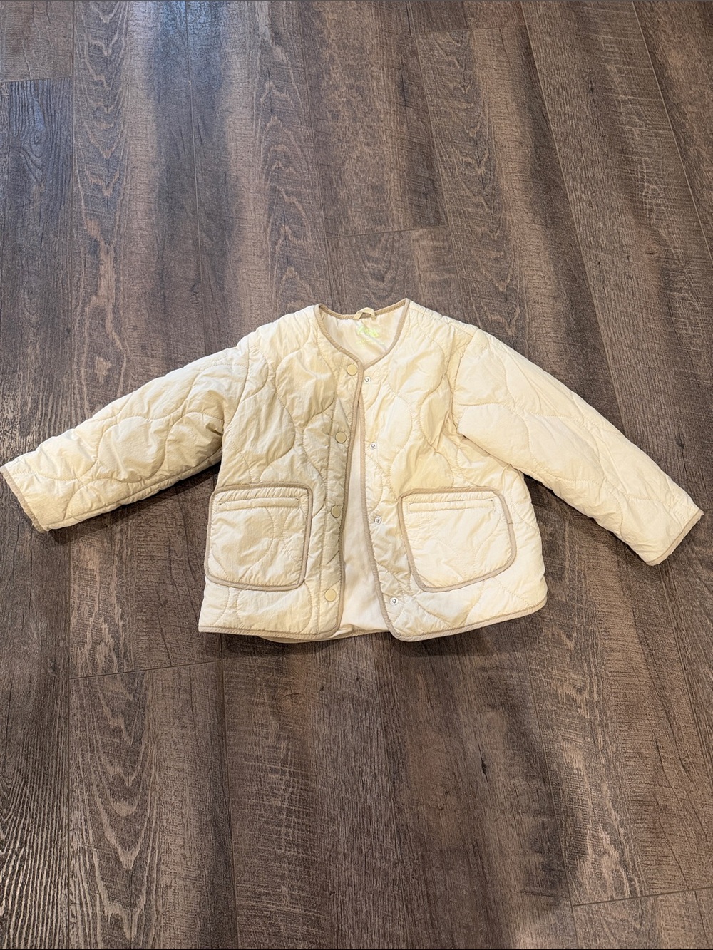 Kids Quilted Cream Jacket - Lightweight Coat